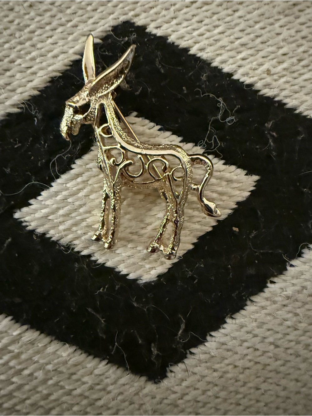 Gold Tone Sarah Coventry Donkey Pin Brooch - Filigree Design